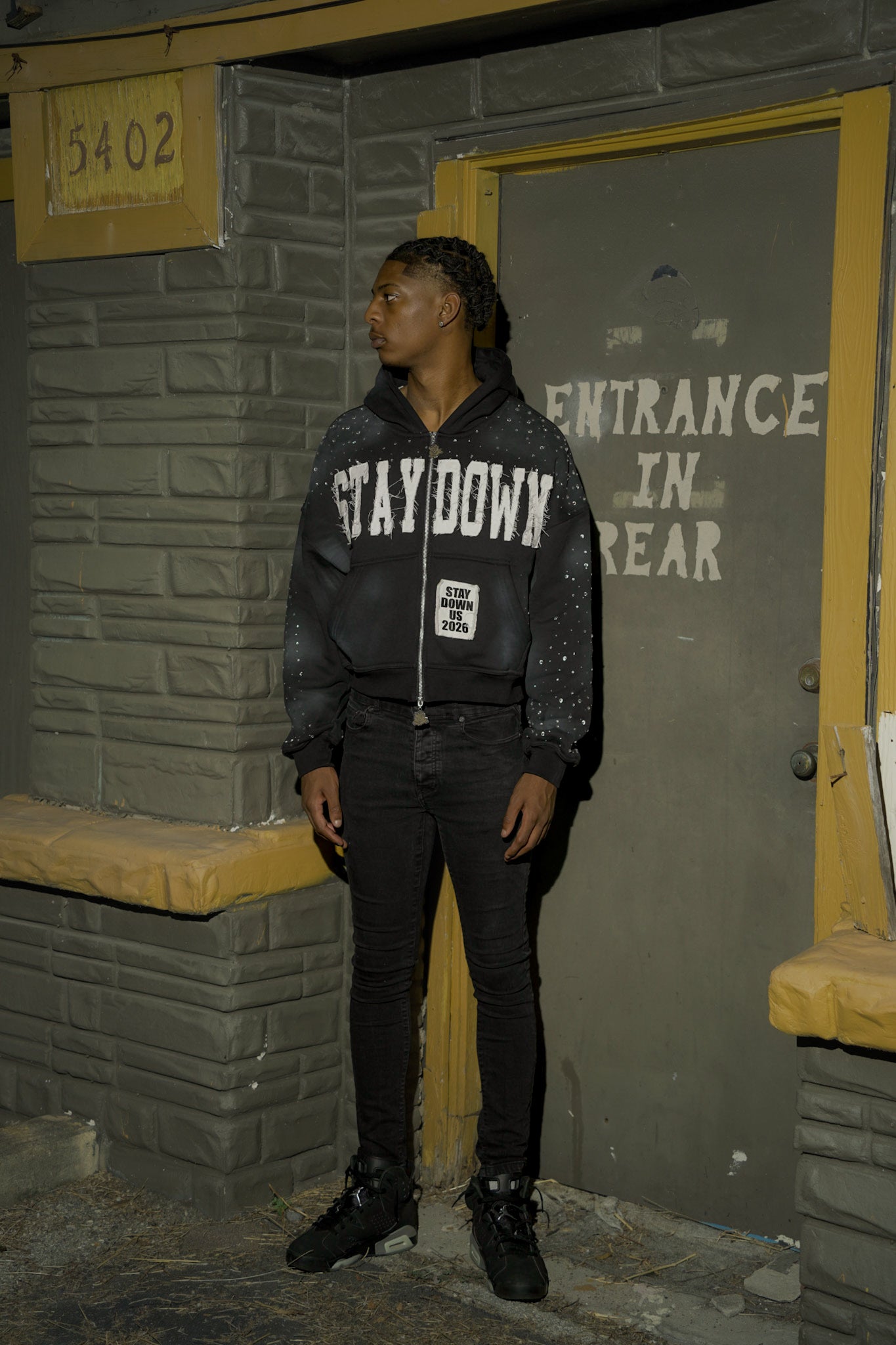 Black Rooted Zip-Up Hoodie