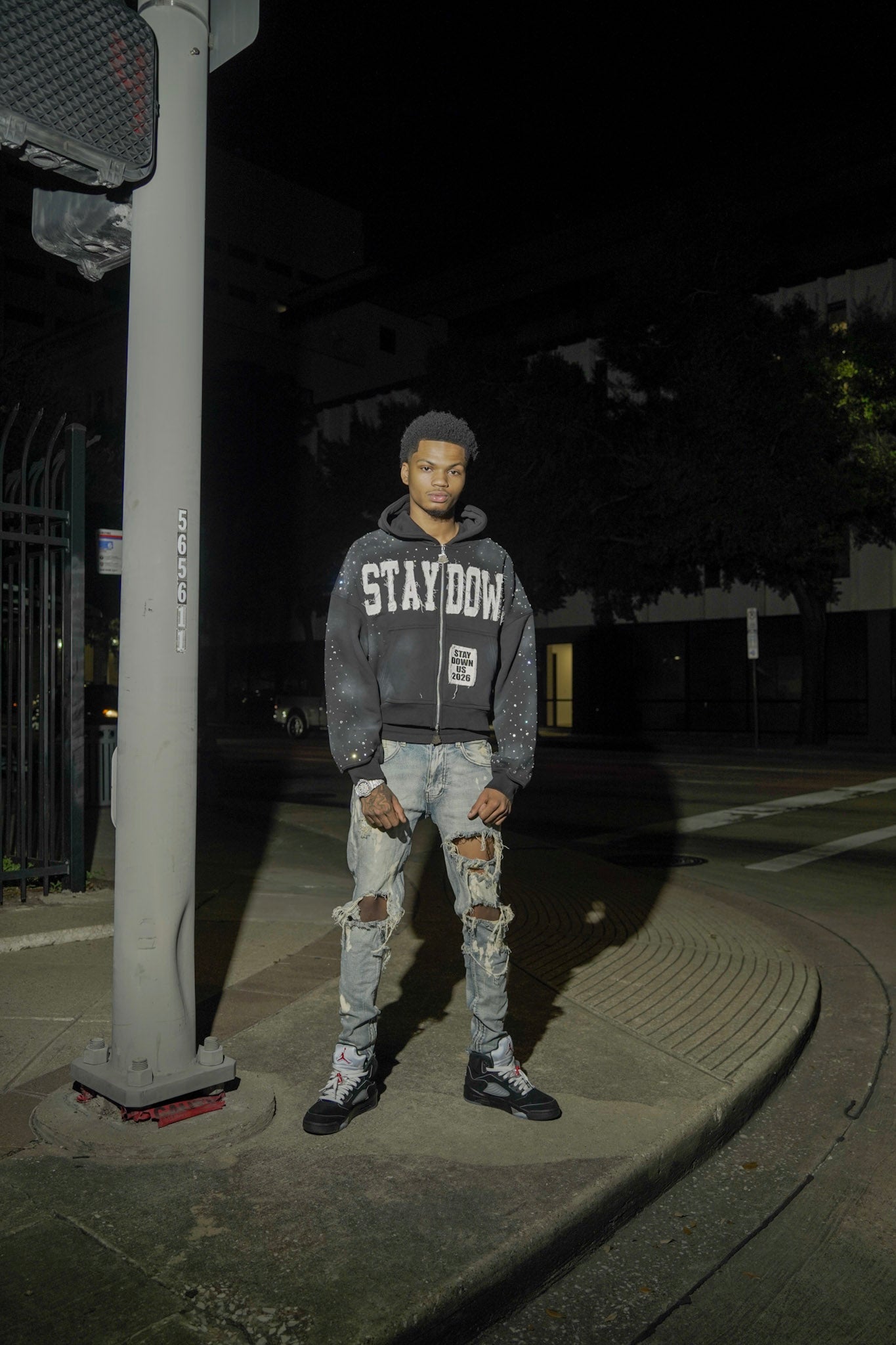 Black Rooted Zip-Up Hoodie