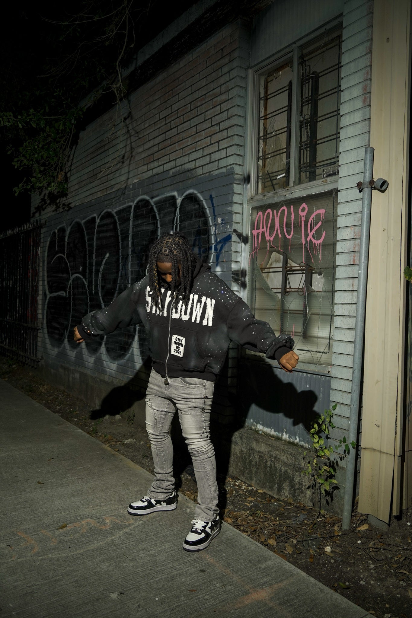 Black Rooted Zip-Up Hoodie